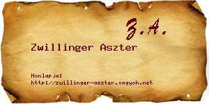 Zwillinger Aszter névjegykártya